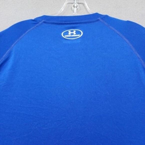 Under Armour Shirt Mens 2XL Blue TShirt Solid Regular CoupeHeatGear Shor… - Picture 12 of 16